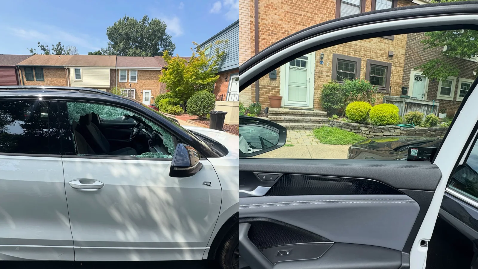 Broken door glass and completed side-window replacement by VA Auto Glass